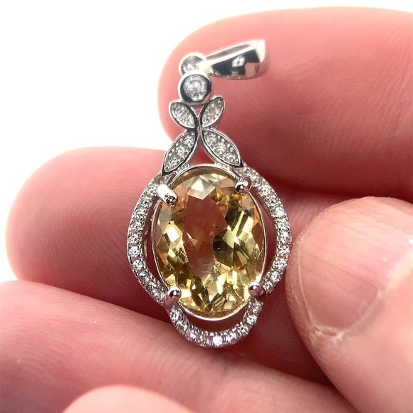 Yellow Scapolite 3.50ct White Gold Finish Solid 925 Sterling Silver Pendant - Picture 1 of 8